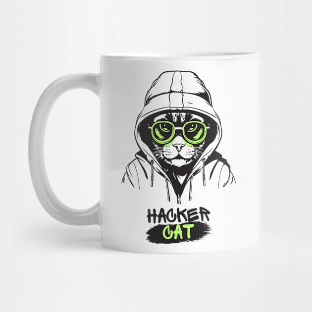 hacker cat smart cat by Medotshirt